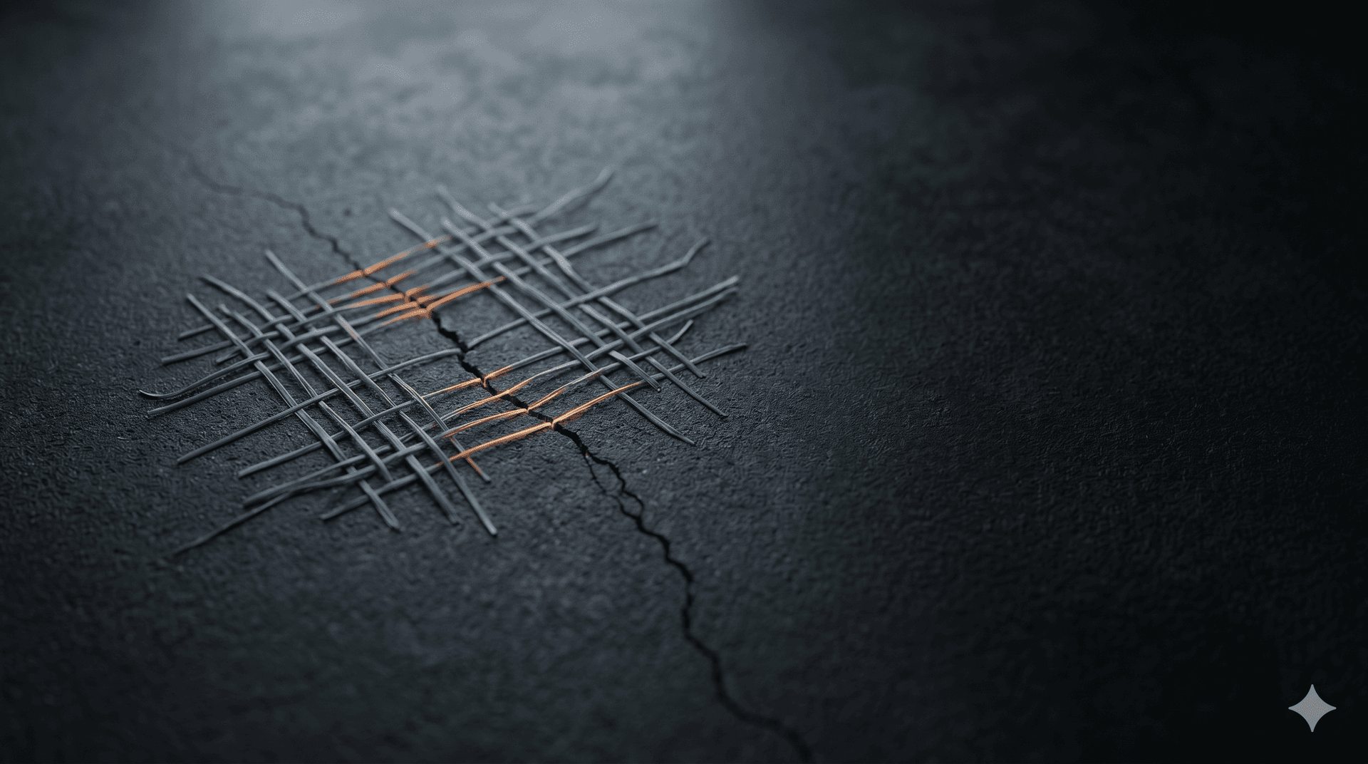 Close-up of concrete surface showing crack control achieved with Boltron polyester micro-reinforcement