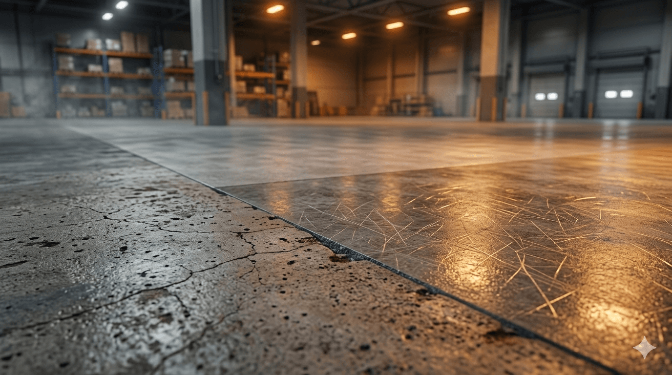 Concrete overlay and repair — surface showing structured repair application